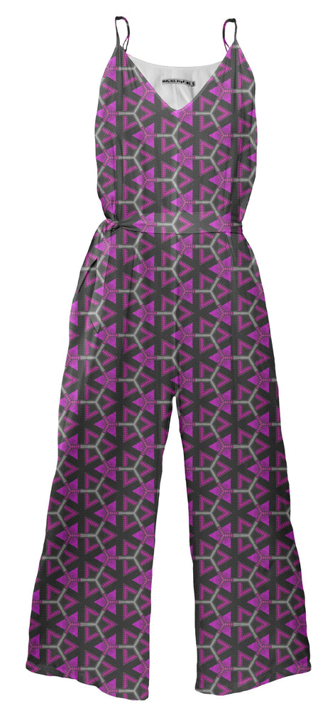 Hot pink triangles and honeycomb jumpsuit