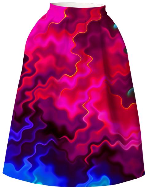 Psychedelic Pink Wavy Full Skirt