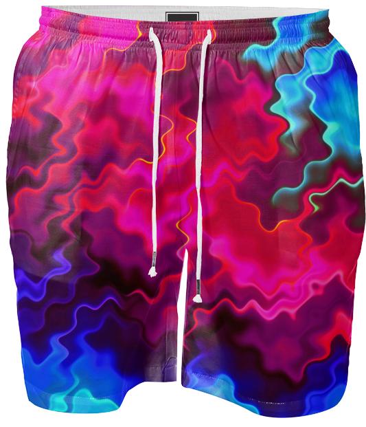 Psychedelic Pink Wavy Swim Shorts