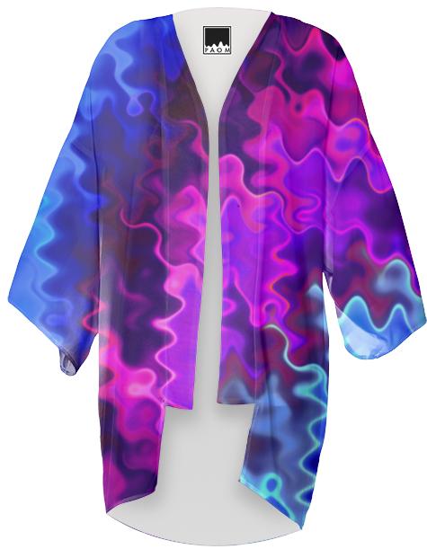 Blue and Purple Psychedelic Swirls Kimono
