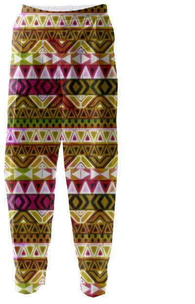 Gold Tribal pattern Relaxed Pants