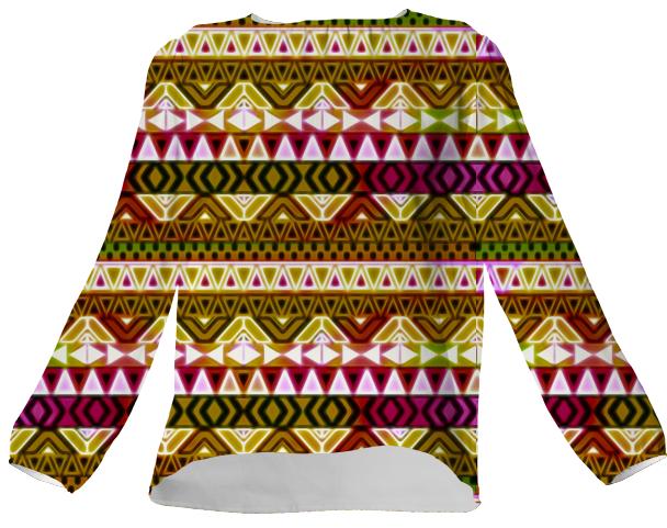 Gold Tribal Pattern Silk Shirt