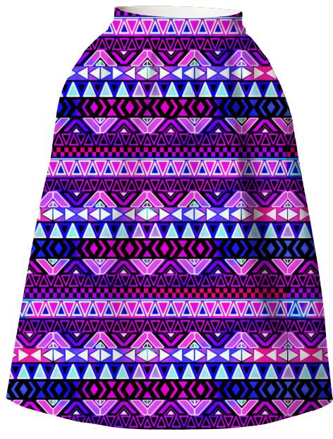 Purple Tribal Pattern Full Skirt