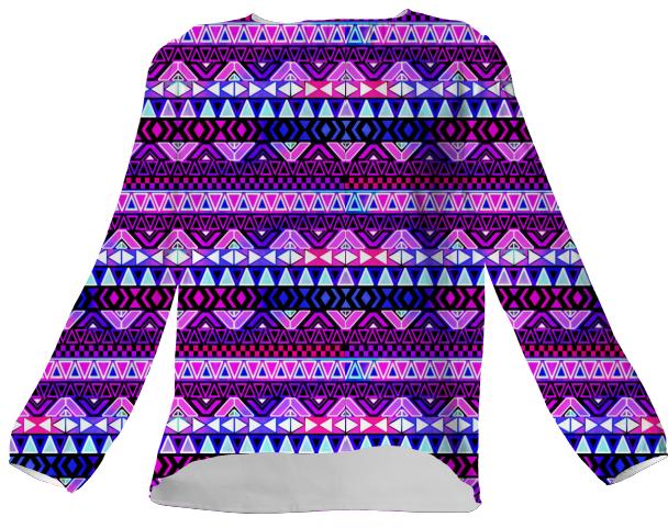 Purple Tribal Pattern Silk Shirt