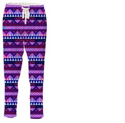 Purple Tribal Pattern Drawstring Pants