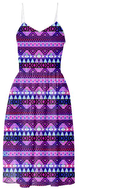 Purple Tribal Pattern Summer Dress