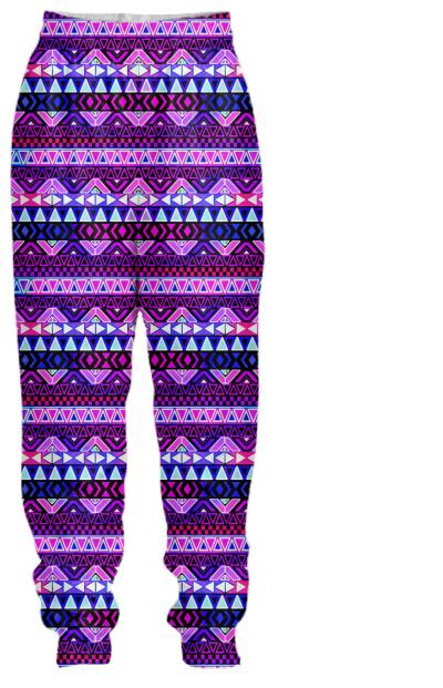 Purple Tribal Pattern Summer Dress Tracksuit Pants