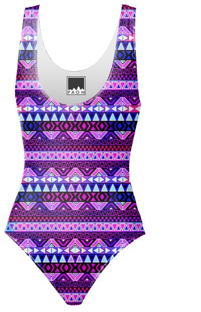 Purple Tribal Pattern Swimsuit
