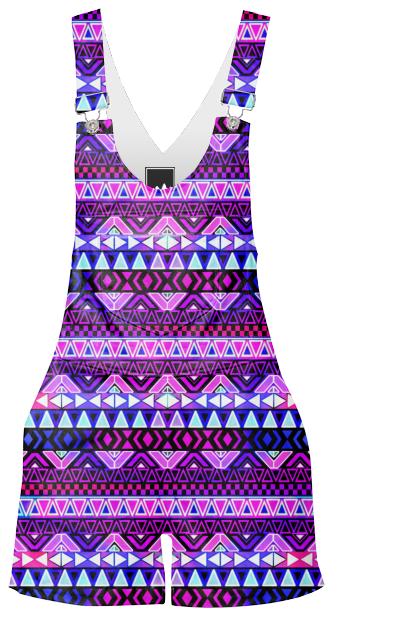 Purple Tribal Pattern Short Over All s