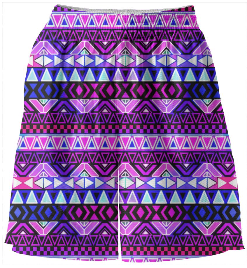 Purple Tribal Pattern Basketball Shorts