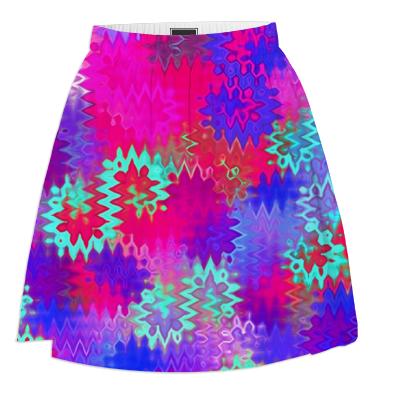 Pink Psychedelic Wavy Zigzag Summer Skirt