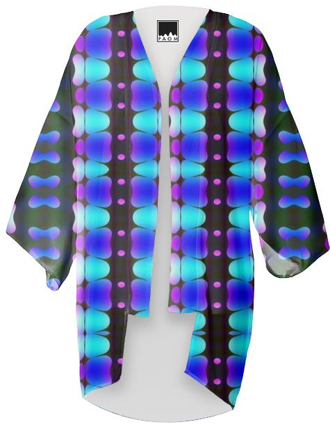 Psychedelic Blue Hippy Stripes Kimono