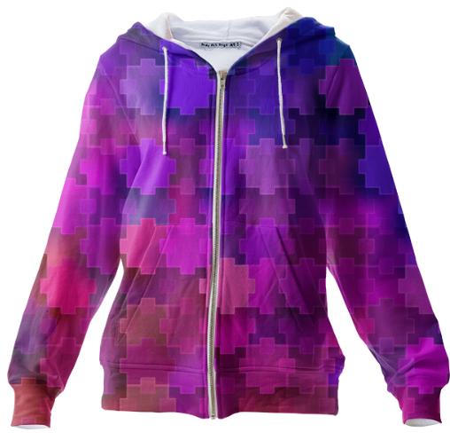 Strange Pink Square Puzzle Pieces Pattern Zip Hoodie