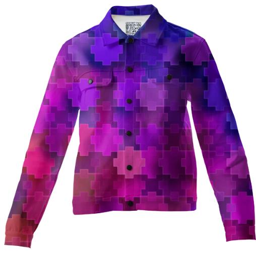 Strange Pink Square Puzzle Pieces Pattern Twill Jacket