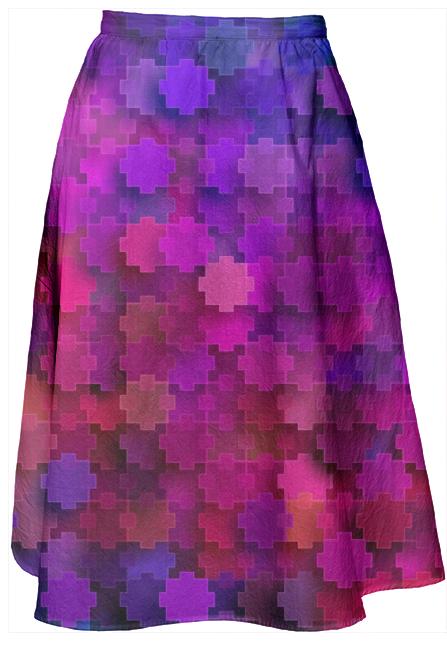 Strange Pink Square Puzzle Pieces Pattern Midi Skirt