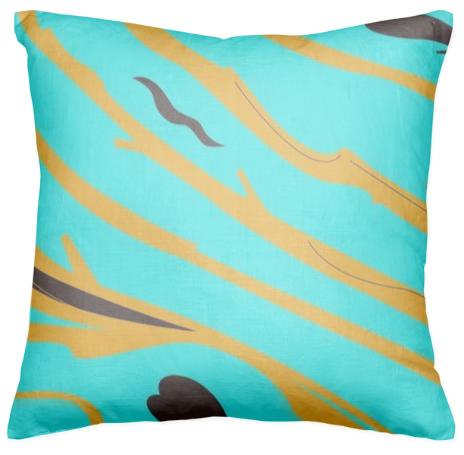 Luxury Artistic PILLOW MOROCCO 3 CYAN GOLD