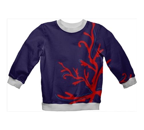 Kids little artistic T shirt blue with Coral
