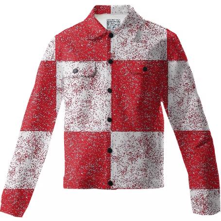 Frost Red and White Checkered Twill Jacket by LadyT Designs