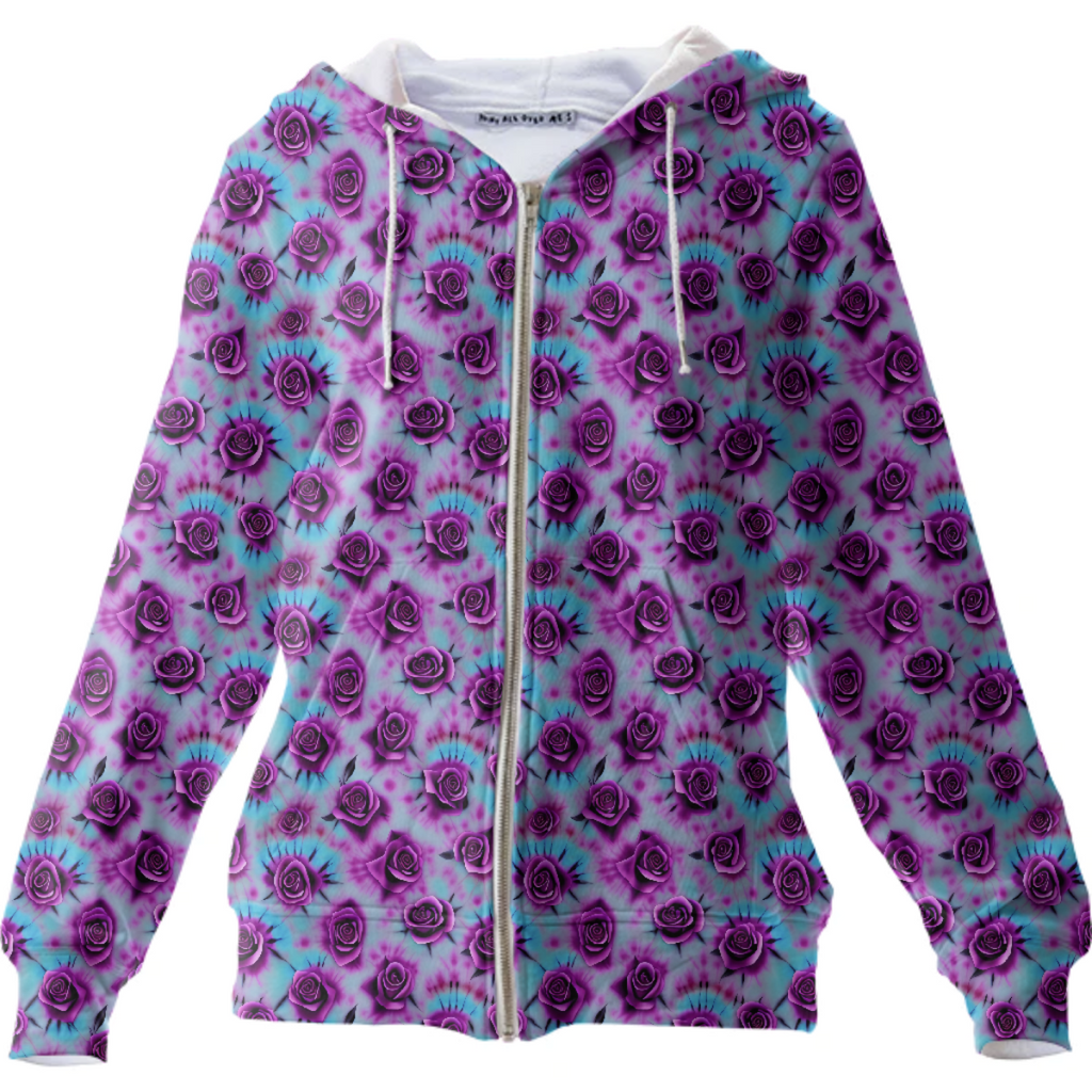 Tie-Dyed Purple Roses Pattern