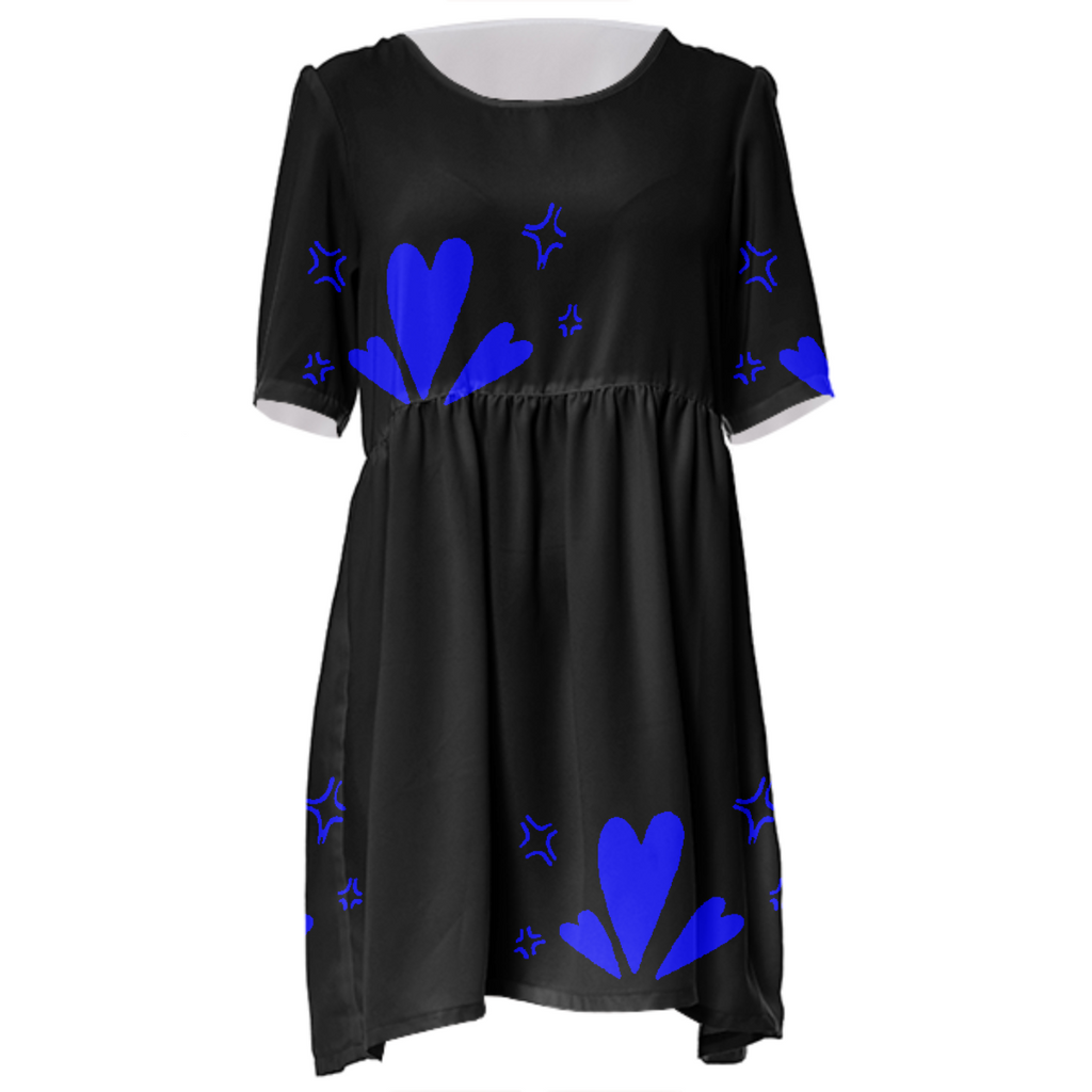 Black & Blue Heart Babydoll Dress
