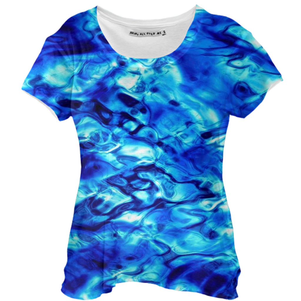 Blue Water Abstract Drape Shirt