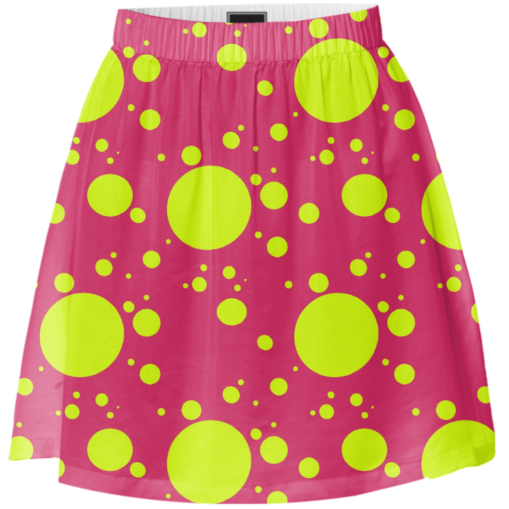 Yellow and Pink Polkadots Summer Skirt