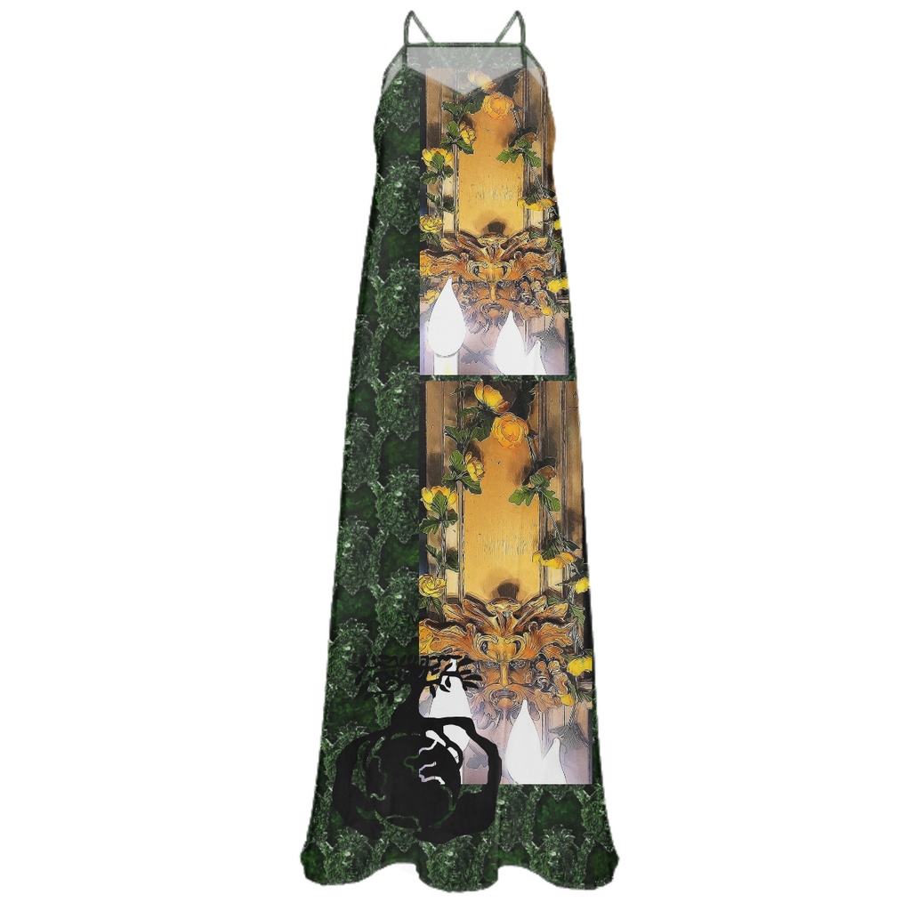 Spring Celtic Mask Chiffon Maxi Dress