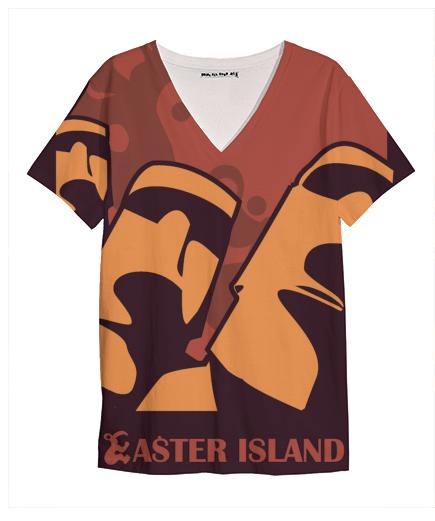 EASTER ISLAND UNISEX V NECK SHIRT