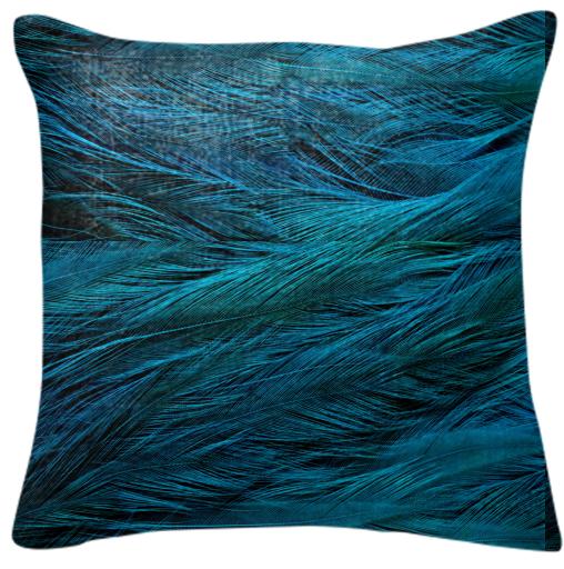 Teal Feather Pillow