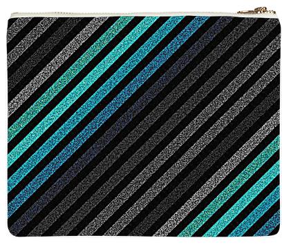 80s Striped Clutch Teal Gray