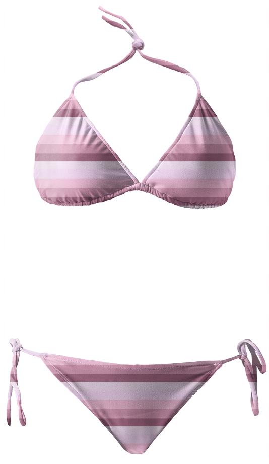 Pink Mauve Striped Bikini
