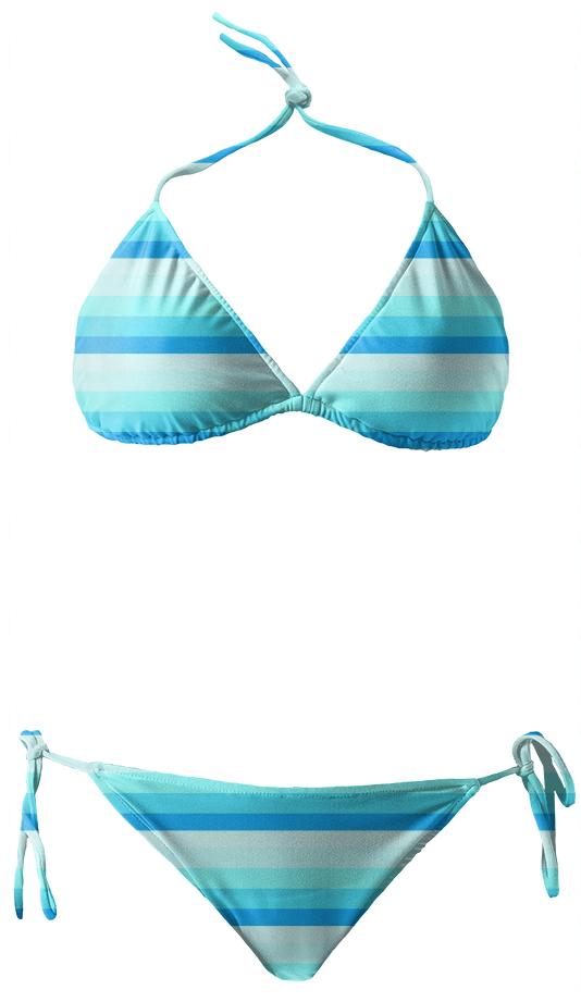 Turquoise Striped Bikini