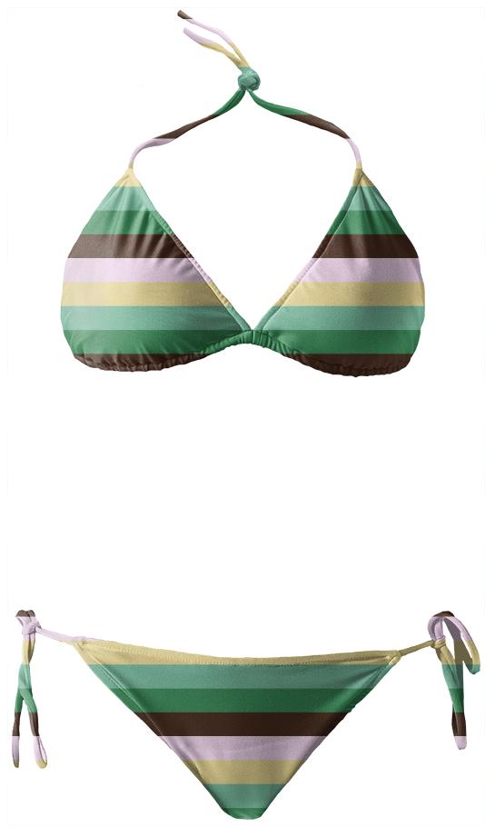 Pastel Forest Striped Bikini