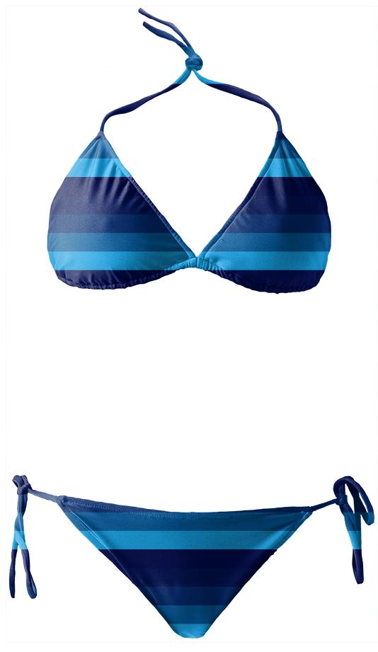 Blue Striped Bikini
