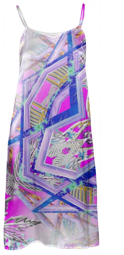 Holographic Matrix Slip Dress
