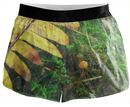 Yellow fern shroomie running shorts