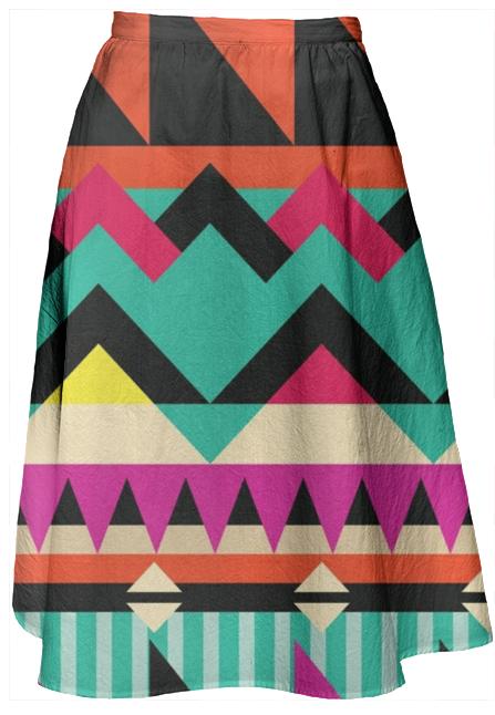 Tribal Print Midi Skirt