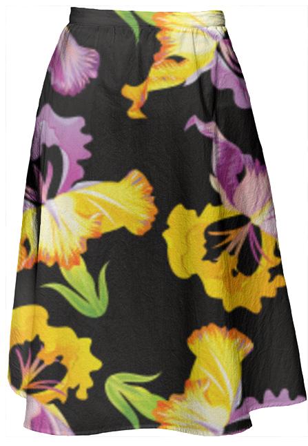 Yellow and Purple floral Skirt