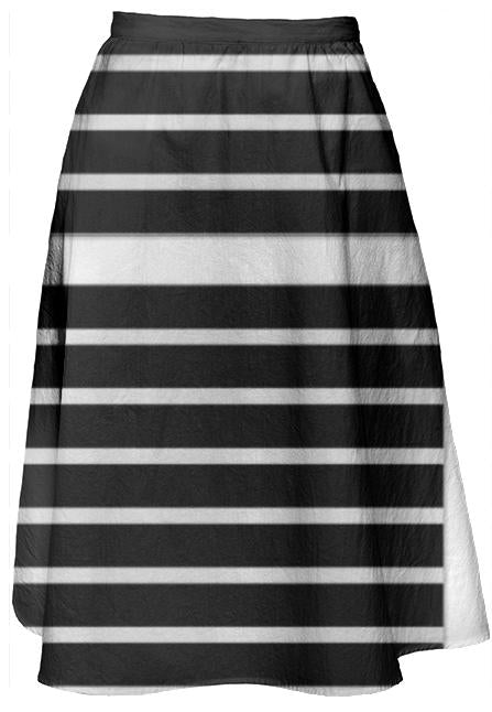 Black White Striped Midi Skirt