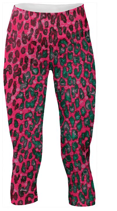 Hot Pink Grunge Cheetah Yoga Pants