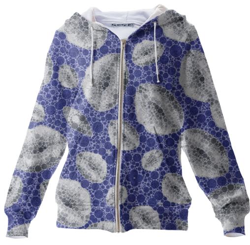Blue Lips Abstract Zip Hoodie