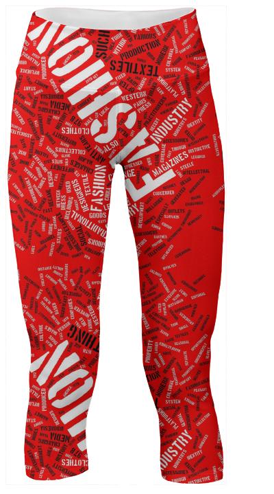 Red White Fashion Typography Yoga Pants