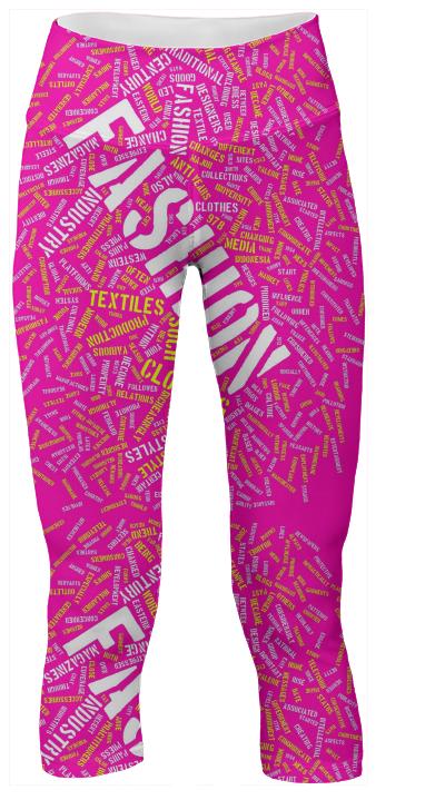Hot Pink Fashion Typography Yoga Pants