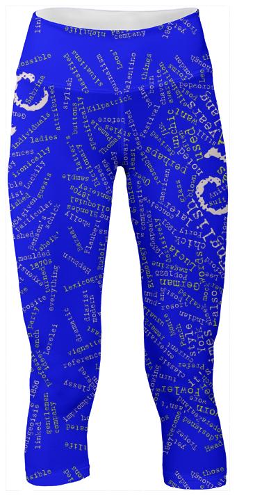 Bright Blue Chic Typography Yoga Pants