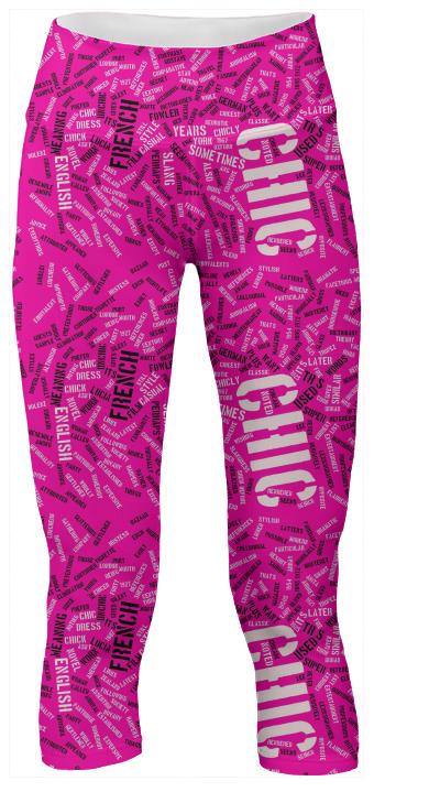 Hot Pink Chic Typography Yoga Pants