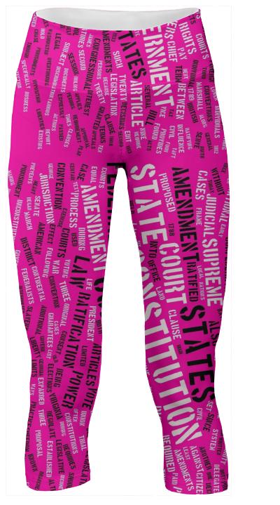 Hot Pink Constitution Typography Yoga Pants