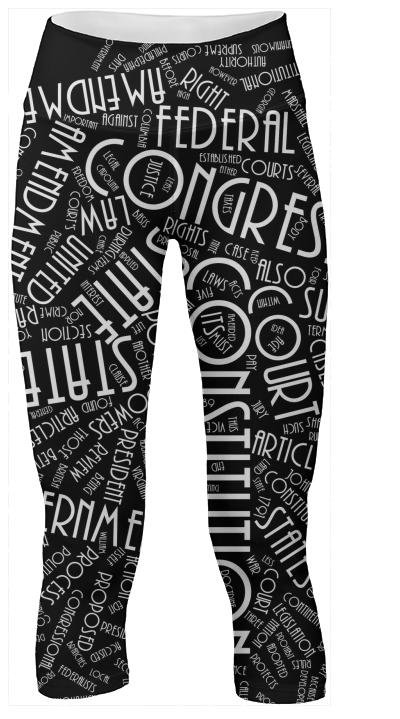Black White Constitution Typography Yoga Pants