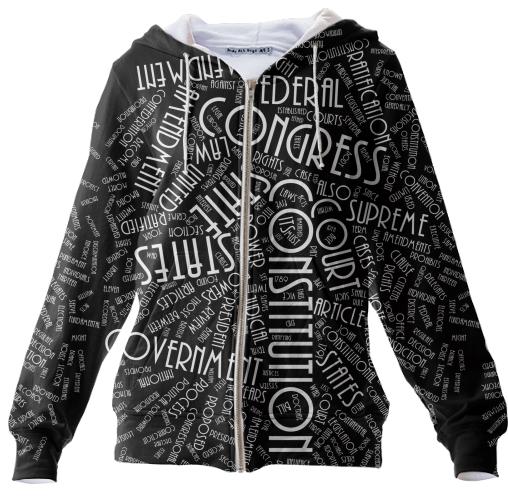 Black White Constitution Typography Hoodie