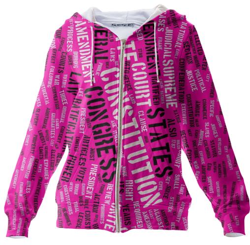Hot Pink Constitution Typography Hoodie