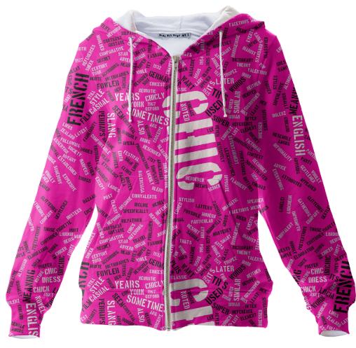 Hot Pink Chic Typography Hoodie